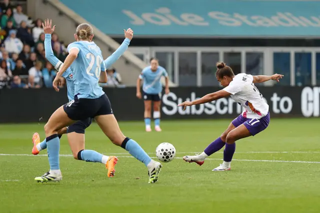 Nikita Parris of London City Lionesses scores her team's first goal