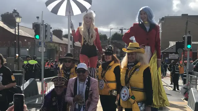 Fans outside Croke Park before the NFL game between Minnesota and Pittsburgh