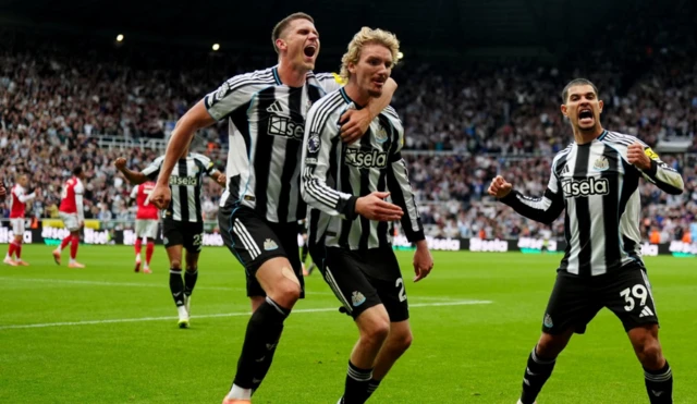 Newcastle United's Nick Woltemade celebrates