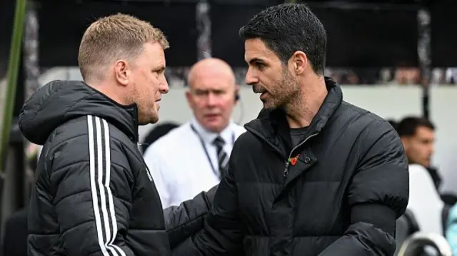 Newcastle United Head Coach Eddie Howe and Arsenal FC manager Mikel Arteta