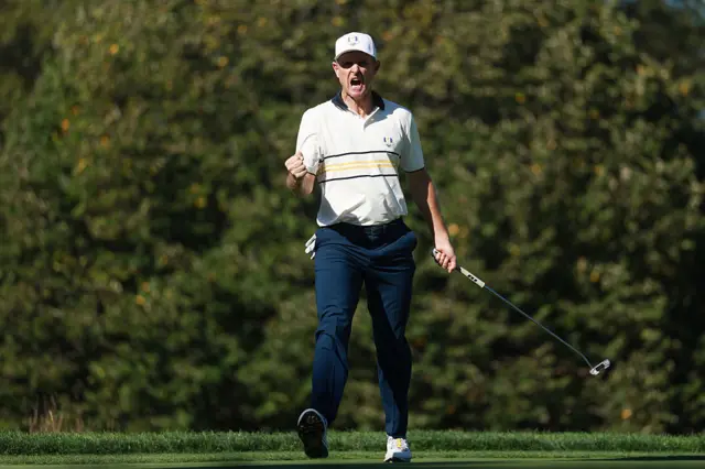 Justin Rose on the Sunday Singles on day three of the 2025 Ryder Cup
