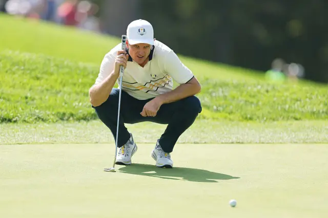 Justin Rose in the Sunday Singles on day three of the 2025 Ryder Cup
