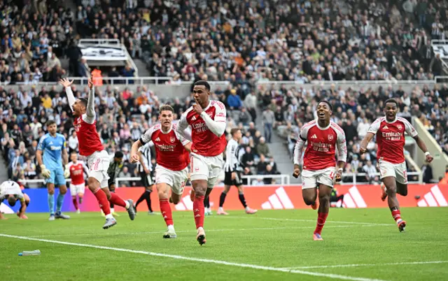 Gabriel of Arsenal celebrates