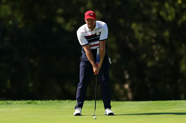 Bryson DeChambeau in the Sunday Singles on day three of the 2025 Ryder Cup