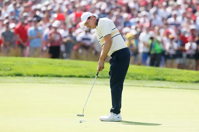 Matt Fitzpatrick in the Sunday Singles on day three of the 2025 Ryder Cup