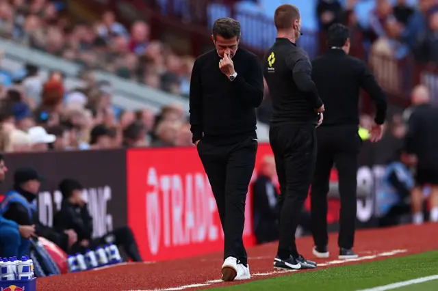 Marco Silva reacts at Villa Park