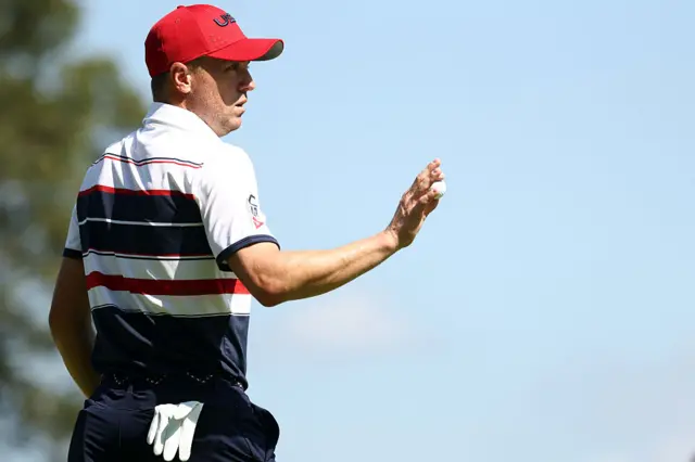 Justin Thomas in the Sunday Singles on day three of the 2025 Ryder Cup