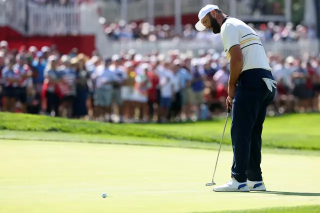Jon Rahm in the Sunday Singles on day three of the 2025 Ryder Cup