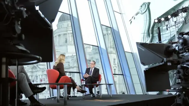 Keir Starmer talking to Laura Kuenssberg