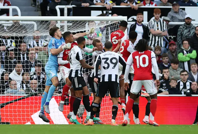 Gabriel of Arsenal scores his team's second goal