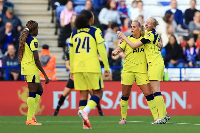 Cathinka Tandberg of Tottenham Hotspur celebrates scoring her team's first goal