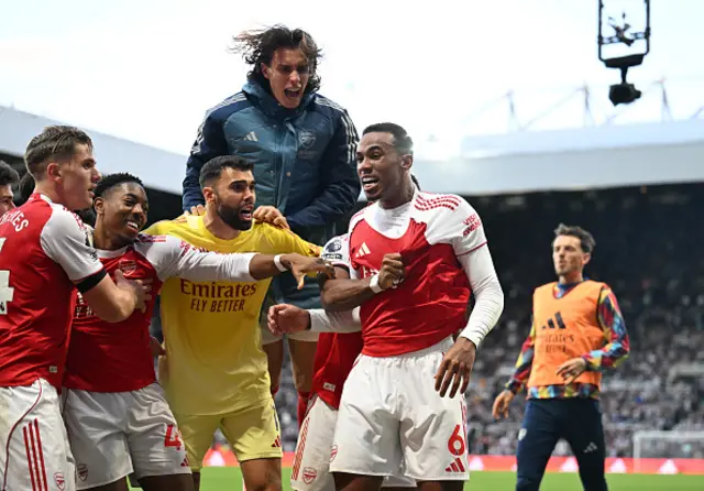 Gabriel of Arsenal celebrates