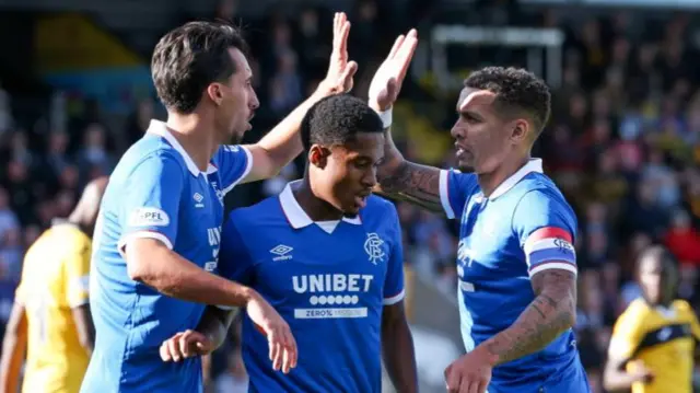Rangers players celebrating