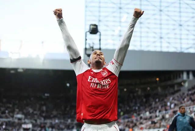 William Saliba of Arsenal celebrates