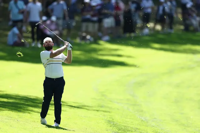 Tyrrell Hatton in the Sunday Singles on day three of the 2025 Ryder Cup
