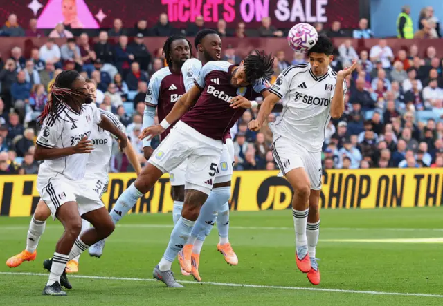 Raul Jimenez scores for Fulham against Aston Villa at Villa Park