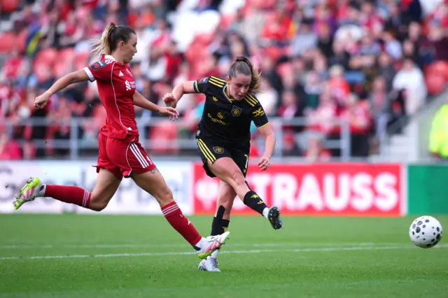 Manchester United's Ella Toone scores their second goal