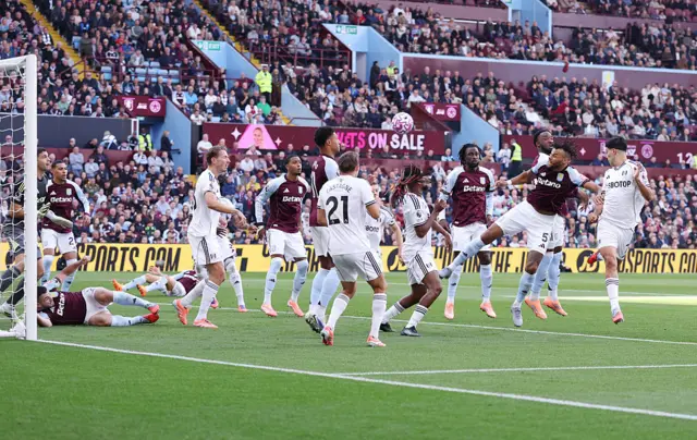 Raul Jimenez scores for Fulham against Aston Villa at Villa Park