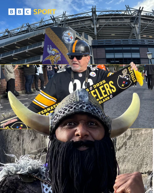 Fans outside Croke Park in the build-up to the Steelers - Vikings game
