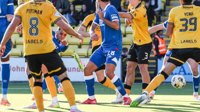 Max Aarons scores for Rangers against Livingston