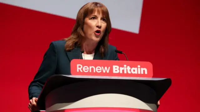 British Chancellor of the Exchequer Rachel Reeves delivers her keynote speech