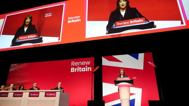 British Chancellor of the Exchequer Rachel Reeves delivers her keynote speech at Britain's Labour Party's annual conference