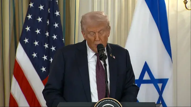 Trump speaking at White House