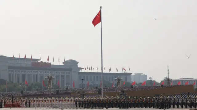 Chinese flag raised in Tiananmen Square