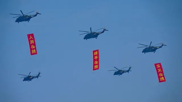 Helicopter carrying banner