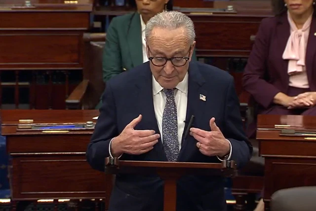 Chuck Schumer speaks on the senate floor