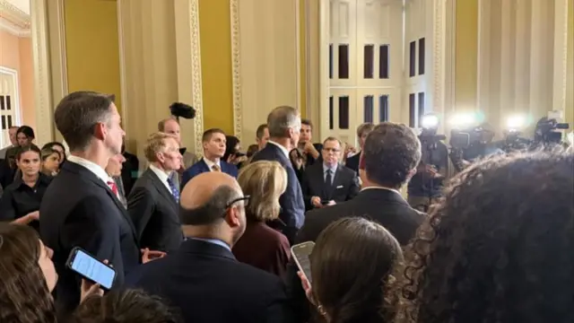 Senator John Thune speaks to reporters at the Capitol