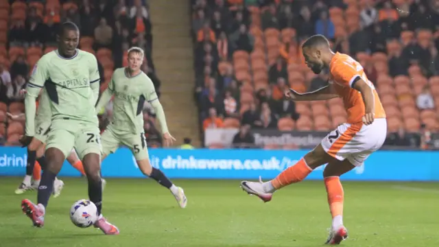 CJ Hamilton scores for Blackpool against Luton