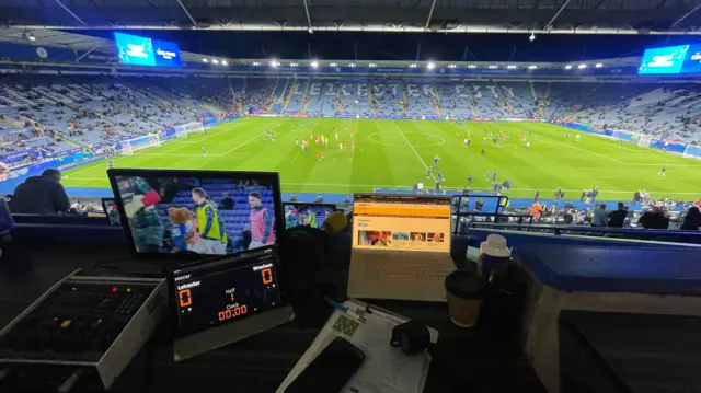 The view from the King Power Stadium press box