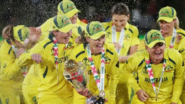 Australia celebrate winning the 2022 World Cup