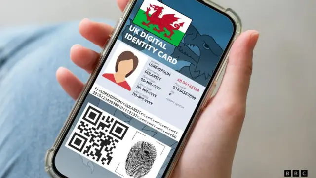 An artist's impression of what the digital identity card could look like with a Wales flag