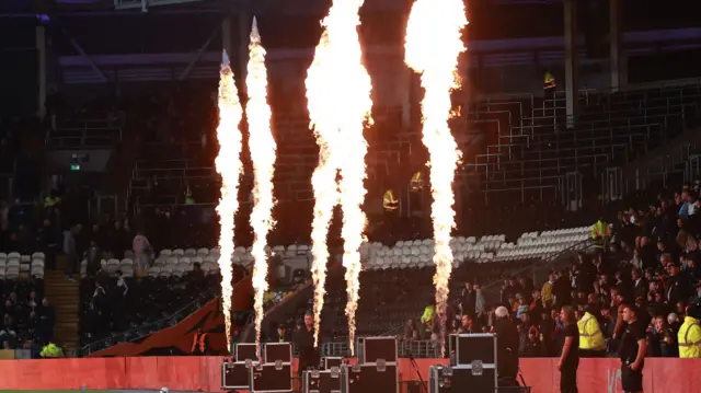 Pre-match pyro at Hull's MKM Stadium