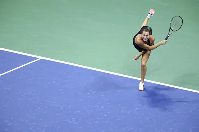 Sabalenka serves