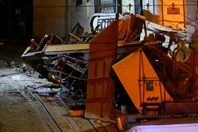 The remains of wrecked Gloria funicular lay at derail site