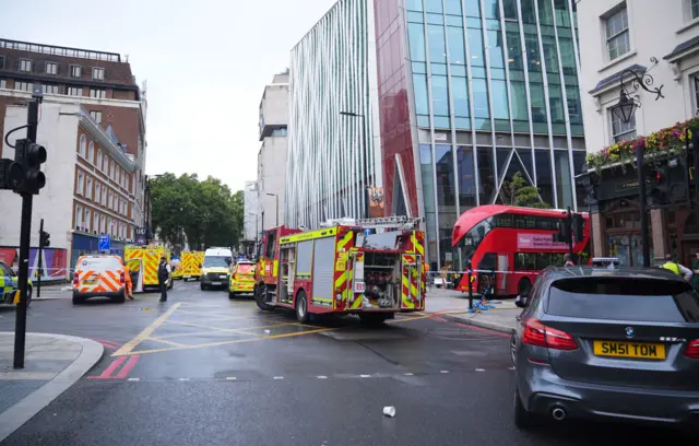 Emergency services at the scene of the bus crash