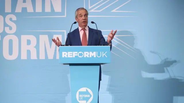 Reform UK Party leader Nigel Farage speaks at a press conference in London, Britain,10 June 2025