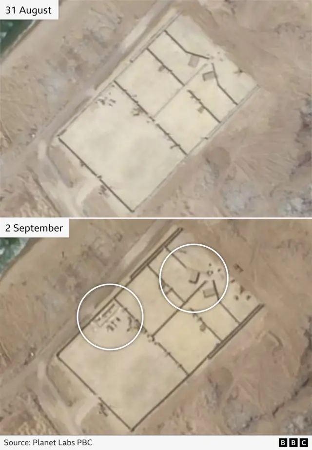 BBC graphic showing changes at the first aid site