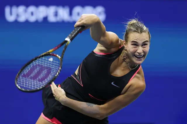 Aryna Sabalenka serves