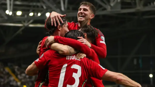 Wales players celebrate
