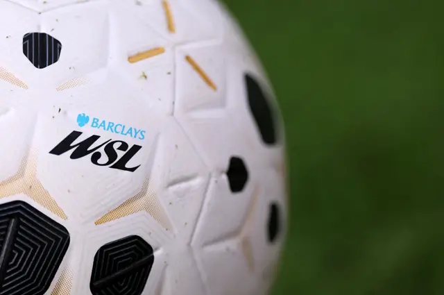 WSL match ball with new branding on it