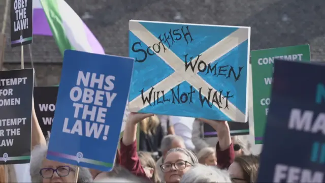 Protesters outside the Scottish Parliament
