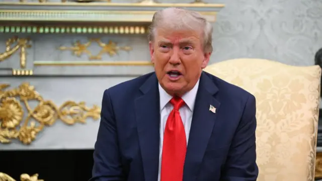 Trump speaking to reporters in the White House on Wednesday