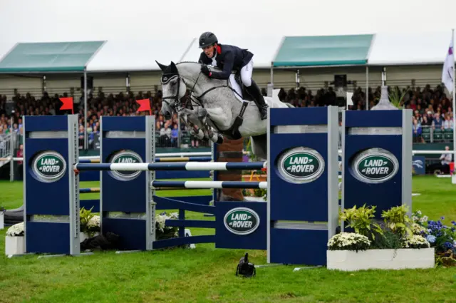 Oliver Townend riding Ballaghmor Class in the Show Jumping during Day Four of The Land Rover Burghley Horse Trials 2017