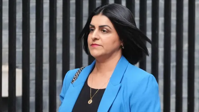 Shabana Mahmood looks on as she makes her way to No 10