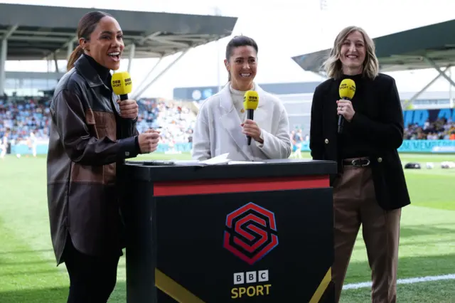Alex Scott, Fara Williams & Ellen White on BBC Sport WSL tv duty