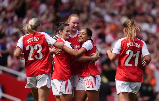 Arsenal’s Olivia Smith celebrates scoring their side's first goal of the game during the Barclays Women's Super League match at Emirates Stadium, London.